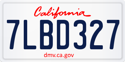 CA license plate 7LBD327