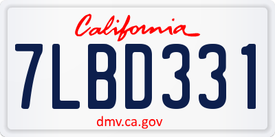 CA license plate 7LBD331