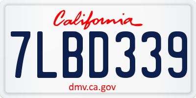 CA license plate 7LBD339
