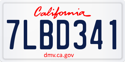 CA license plate 7LBD341