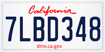 CA license plate 7LBD348