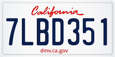 CA license plate 7LBD351