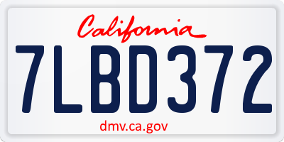 CA license plate 7LBD372