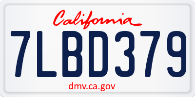 CA license plate 7LBD379