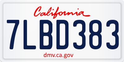 CA license plate 7LBD383
