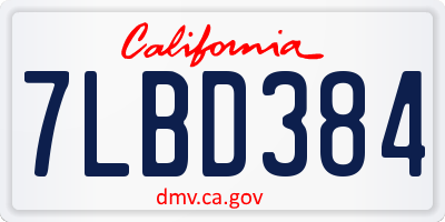 CA license plate 7LBD384