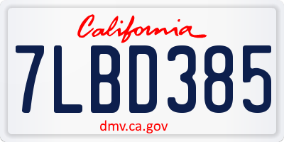 CA license plate 7LBD385
