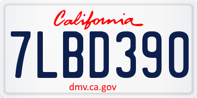 CA license plate 7LBD390