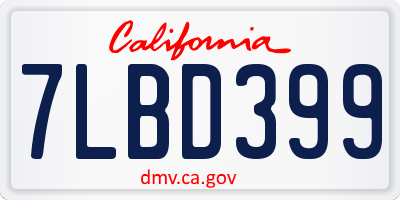 CA license plate 7LBD399