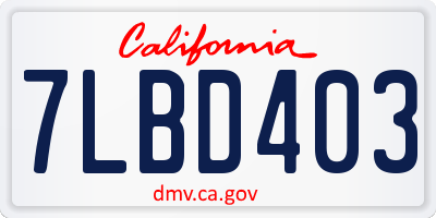 CA license plate 7LBD403