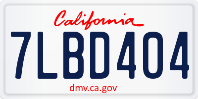 CA license plate 7LBD404