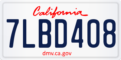 CA license plate 7LBD408