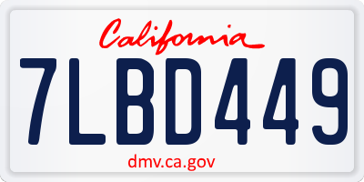 CA license plate 7LBD449