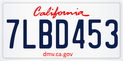 CA license plate 7LBD453