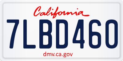CA license plate 7LBD460