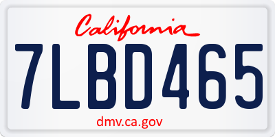 CA license plate 7LBD465