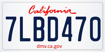 CA license plate 7LBD470