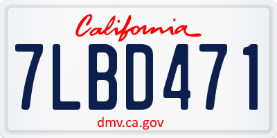 CA license plate 7LBD471