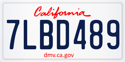 CA license plate 7LBD489