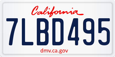 CA license plate 7LBD495