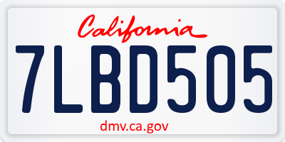 CA license plate 7LBD505