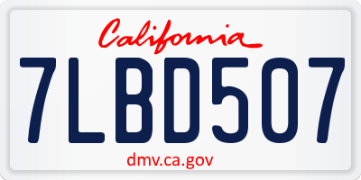CA license plate 7LBD507