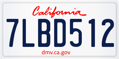 CA license plate 7LBD512