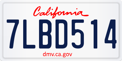 CA license plate 7LBD514