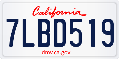 CA license plate 7LBD519