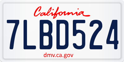 CA license plate 7LBD524