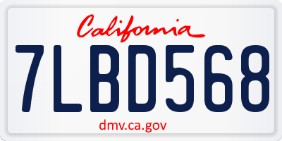 CA license plate 7LBD568