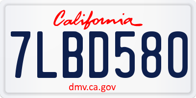 CA license plate 7LBD580