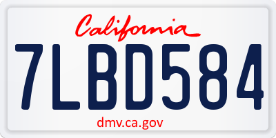CA license plate 7LBD584