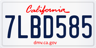 CA license plate 7LBD585
