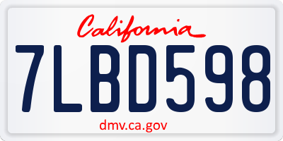 CA license plate 7LBD598