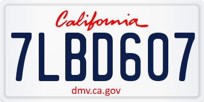 CA license plate 7LBD607