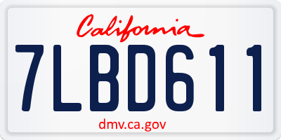 CA license plate 7LBD611