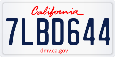 CA license plate 7LBD644