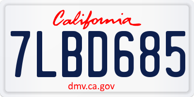 CA license plate 7LBD685