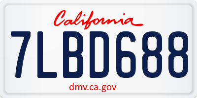 CA license plate 7LBD688