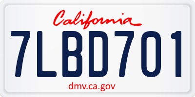 CA license plate 7LBD701