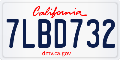 CA license plate 7LBD732