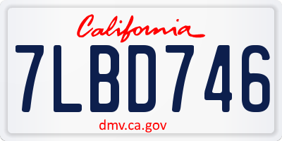 CA license plate 7LBD746