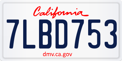 CA license plate 7LBD753