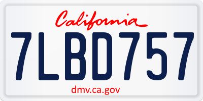 CA license plate 7LBD757