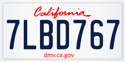 CA license plate 7LBD767