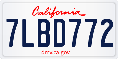 CA license plate 7LBD772