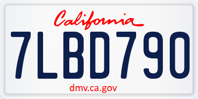 CA license plate 7LBD790