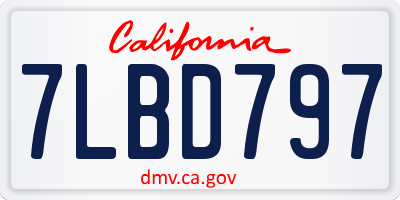 CA license plate 7LBD797
