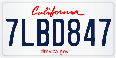 CA license plate 7LBD847